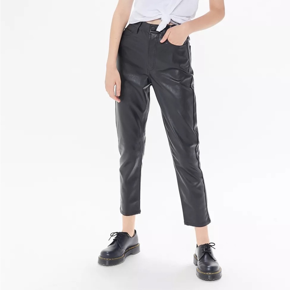 BDG Black Cropped Leather Pants